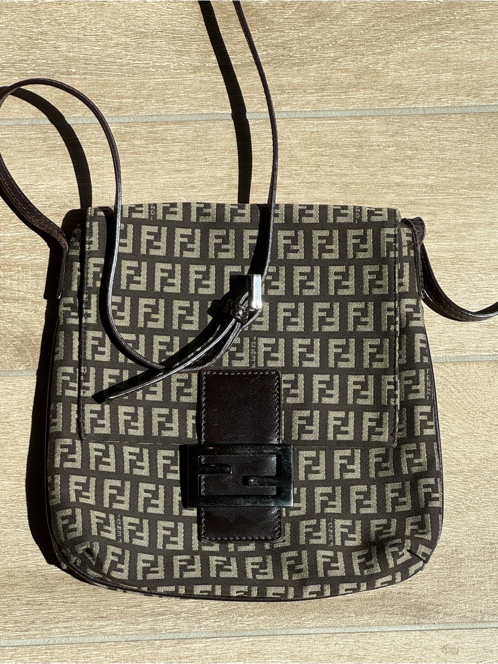 Fendi Brown and Beige Monogram Crossbody Bag